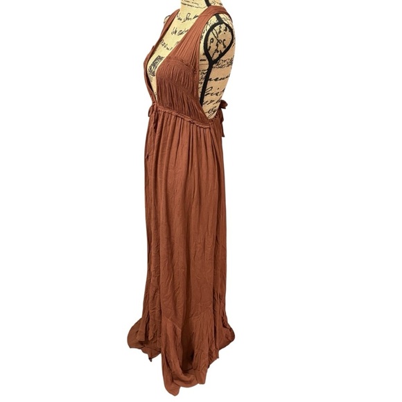 Free People Showstopper Midi Maxi Dress Dark Brown Boho Flowy Size Medium - Picture 3 of 11